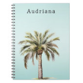 アクアトロピカルパームパーソナライズされたツリー名 ノートブック (正面)