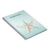 アクアトロピカルパームパーソナライズされたツリー名 ノートブック (右側)