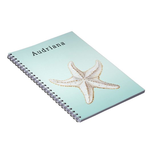 アクアトロピカルパームパーソナライズされたツリー名 ノートブック (右側)