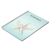 アクアトロピカルパームパーソナライズされたツリー名 ノートブック (左側)