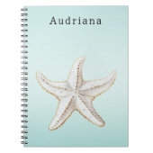 アクアトロピカルパームパーソナライズされたツリー名 ノートブック (正面)