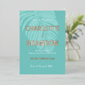 アクアトロピカルパーム結婚リーフ 箔招待状 (立ち正面)