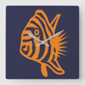 アクアトロピカルフィッシュスクエアウォールクロック スクエア壁時計 (正面)