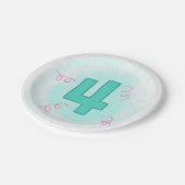 アクアナンバーフォーピンクスワーズ誕生日プレート ペーパープレート (アングル)