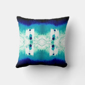 アクアネイビーホワイト対称地中海のモザイク クッション (裏面)