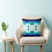 アクアネイビーホワイト対称地中海のモザイク クッション (椅子)