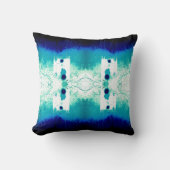 アクアネイビーホワイト対称地中海のモザイク クッション (正面)