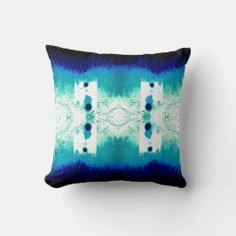 アクアネイビーホワイト対称地中海のモザイク クッション