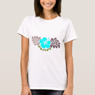 アクアハイビスカスと葉 Tシャツ
