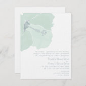 アクアハイビスカスフラワートロピカルビーチ結婚式 招待状 (正面/裏面)