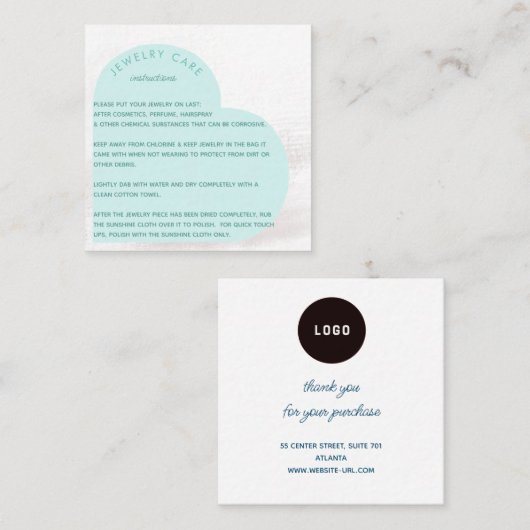 アクアハートアー気にチジュエリー指示感謝してい指示 スクエア名刺 (正面/裏面)