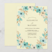 アクアバターの葉とセージの結婚式 招待状 (正面/裏面)