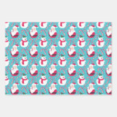 アクアバックグラウンド付きクリスマスサンタズ ラッピングペーパーシート (正面3)