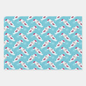 アクアバックグラウンド付きクリスマスサンタズ ラッピングペーパーシート (正面2)