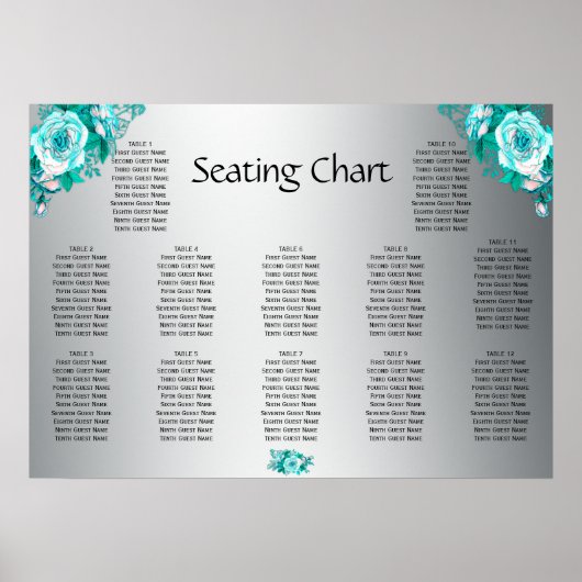 アクアバラとシルバーウェディングレセプションシート ポスター (正面)