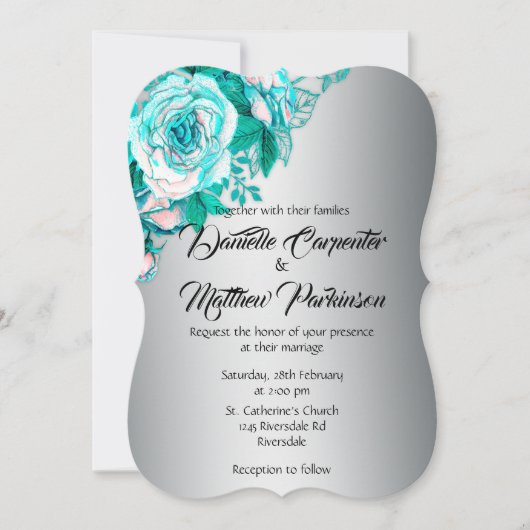 アクアバラとシルバーエレガンスカーブ結婚ズ 招待状 (正面)