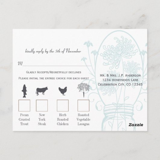 アクアパウダーブルーメイソンジャールシャルボードズ結婚ーズ ポストカード (裏面)