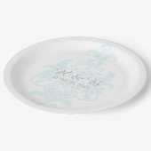 アクアパステルdamaskウェディング紙プレート ペーパープレート (アングル)