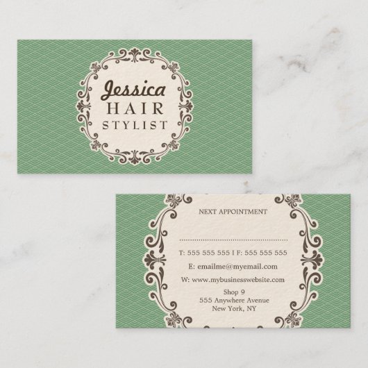 アクアパターン美容師アポイントメントカード 予約カード (正面/裏面)