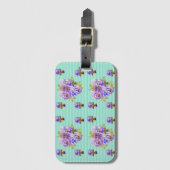 アクアパンジー ヴィオラ フラワルドットパターン スーツケースタグ ラゲッジタグ (正面縦)