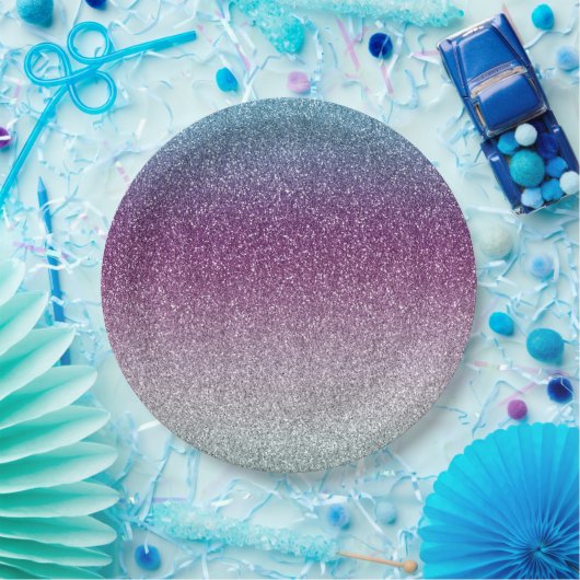 アクアパーガーリープルミントピンクグリッター ペーパープレート (パーティー)