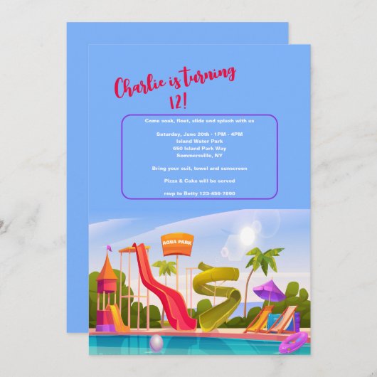 アクアパーク 招待状 (正面/裏面)