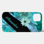 アクアパーソナライズされたかわいらしブルー花柄 Case-Mate iPhoneケース (裏面 (横))