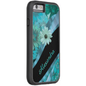 アクアパーソナライズされたかわいらしブルー花柄 Case-Mate iPhoneケース (裏面/右)