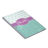 アクアパーソナライズされたとラベンダー ノートブック (右側)