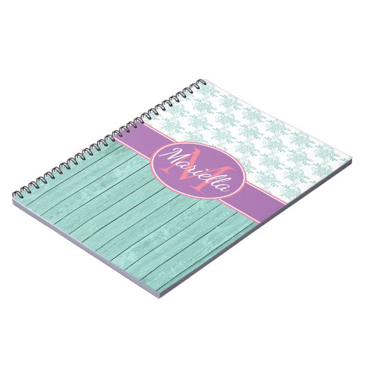 アクアパーソナライズされたとラベンダー ノートブック (左側)