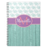 アクアパーソナライズされたとラベンダー ノートブック (正面)