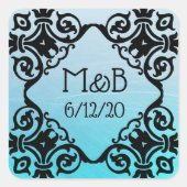 アクアパーソナライズされたの日結婚付・イニシャルシール スクエアシール (正面)
