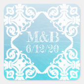 アクアパーソナライズされたの日結婚付・イニシャルシール スクエアシール (正面)