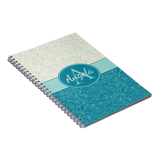 アクアパーソナライズされたウェーブ ノートブック (右側)