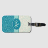 アクアパーソナライズされたウェーブ ラゲッジタグ (正面横)