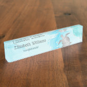 アクアパーソナライズされたウミガメ デスクネームプレート (側面)