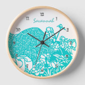アクアパーソナライズされたクロック – 任意カラー 壁時計 (正面)