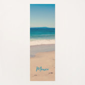 アクアパーソナライズされたティール（緑がかった色）ビーチ写真 ヨガマット (正面)