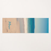 アクアパーソナライズされたティール（緑がかった色）ビーチ写真 ヨガマット (正面(横))