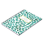 アクアパーソナライズされたティール(緑がかった色)抽象芸術パターントレンディー ノートブック (左側)