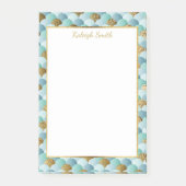 アクアパーソナライズされたティール（緑がかった色）金ゴールドマーメイドはかりで測 ポストイット (正面)