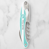 アクアパーソナライズされたパームのロゴとストライプ ソムリエナイフ (裏面)