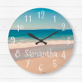 アクアパーソナライズされたビーチシーン ラージ壁時計
