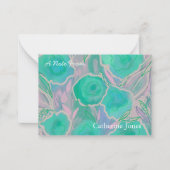 アクアパーソナライズされたピンクワイルドバラ ノートカード (正面)