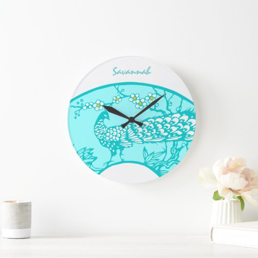 アクアパーソナライズされたピーコック鳥の壁時計 ラージ壁時計 (ホーム)