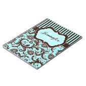 アクアパーソナライズされたブラウンホワイトノートブストライプのック ノートブック (左側)