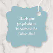 アクアパーソナライズされたブルー結婚ズブライダルシャワー フェイバータグ (裏面)