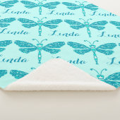 アクアパーソナライズされた名トンボ模様ブランケット シェルパブランケット (3/4)