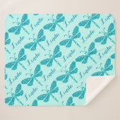 アクアパーソナライズされた名トンボ模様ブランケット シェルパブランケット (正面(横))