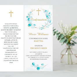 アクアパーソナライズされた確認祈りの言葉カード メニュー